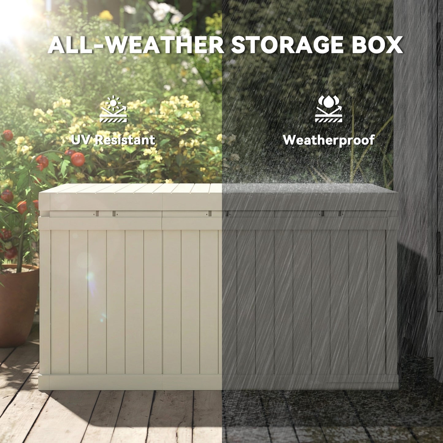 70-Gallon Resin Deck Box with Handles - Sand