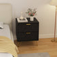 Modern Bedside Table, Accent Nightstand with 2 Drawers, Bed End Table for Bedroom, Black