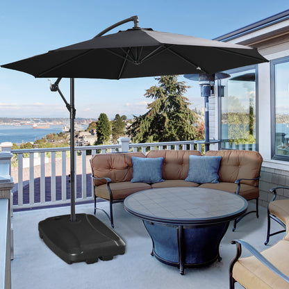 Black Cantilever Umbrella Base Weights with Wheels, Up to 165lb