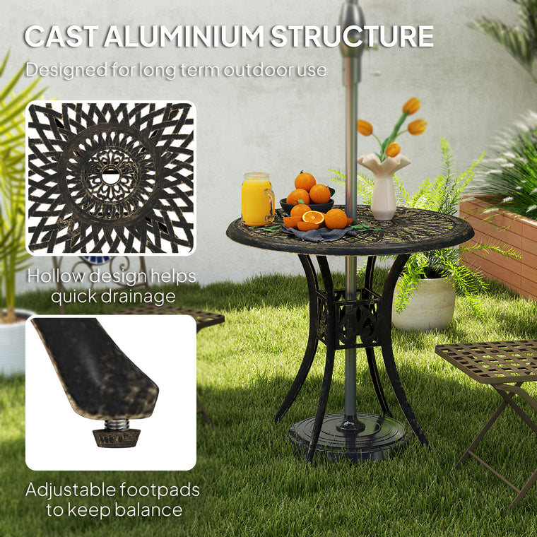30" Round Cast Aluminum Table with Umbrella Hole