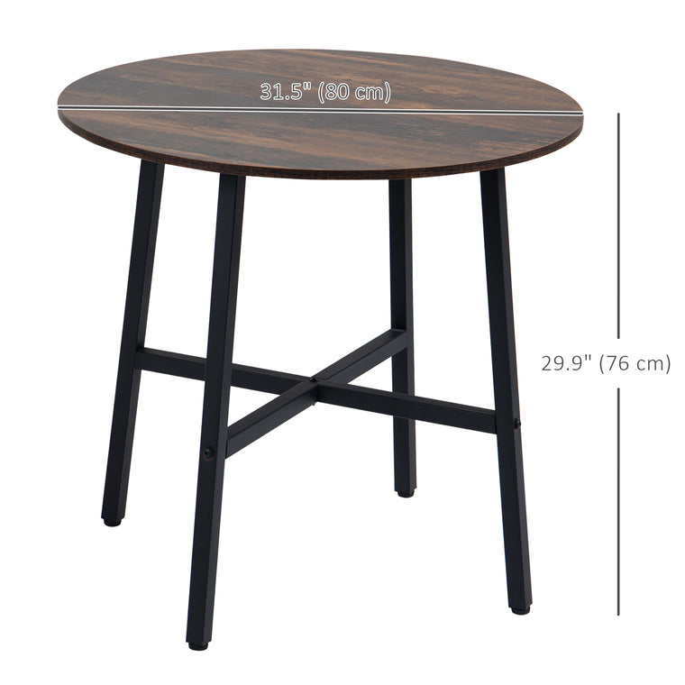 31.5" Round Industrial Dining Table - Rustic Brown