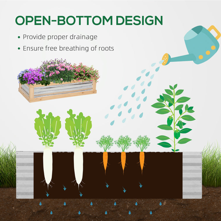 48" x 24" x 32" Natural Wood Garden Bed with Greenhouse