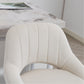 Bar Stools Set of 2, Swivel Counter Height Barstools with Adjustable Height and Cutout Back, Velvet Upholstered Bar Chairs with Round Metal Base and Footrest, Cream