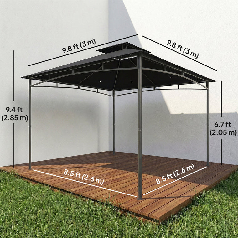 10' x 10' Black Soft-Top Gazebo with 2-Tier Roof