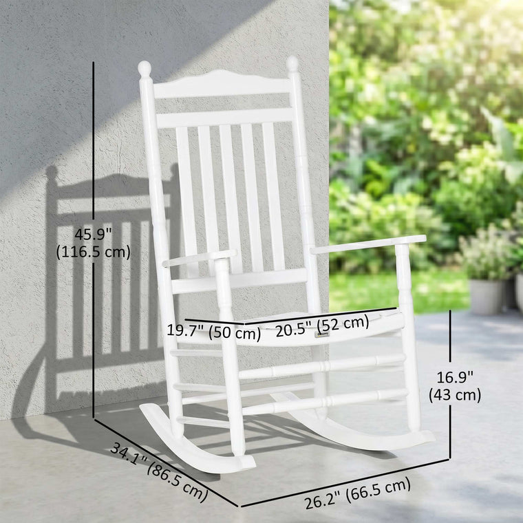 Wooden Rocking Chair with Slatted High Back