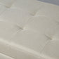 Rectangular Entry Bench, Tufted Upholstered Linen Fabric Wood Feet Storage Ottoman Bench, Beige