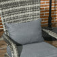 Patio Wicker Adirondack Chair, Outdoor PE Rattan Fire Pit Chair, Muskoka Chair w/ Soft Cushions, Tall Curved Backrest and Comfortable Armrests for Deck Garden, Grey