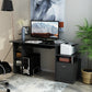 Wood Computer Desk Table Laptop Workstation with Storage Shelf Drawer Office Home Black