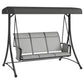 3 Person Outdoor Porch Swing Chair with Adjustable Canopy, Mixed Grey