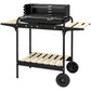 Charcoal Barbecue Grill with Adjustable Grill Height, Portable BBQ Trolley with Ash Catcher and Wheels, Black