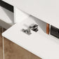 55" Floating TV Stand for TVs up to 60 Inch, Wall Mounted Media Console with Flip Drawer and 2 Open Shelves, White