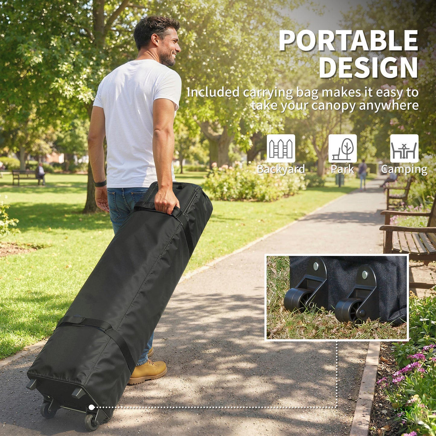 10' x 10' Pop Up Canopy Tent, Instant Sun Shelter, Tents for Parties, with Wheeled Carry Bag, White