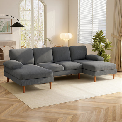 U-Shaped Sofa with Double Chaise - Dark Grey