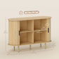 47" Buffet Cabinet with Tambour Sliding Doors, Fluted Sideboard with Storage Shelves and Wooden Legs, Oak