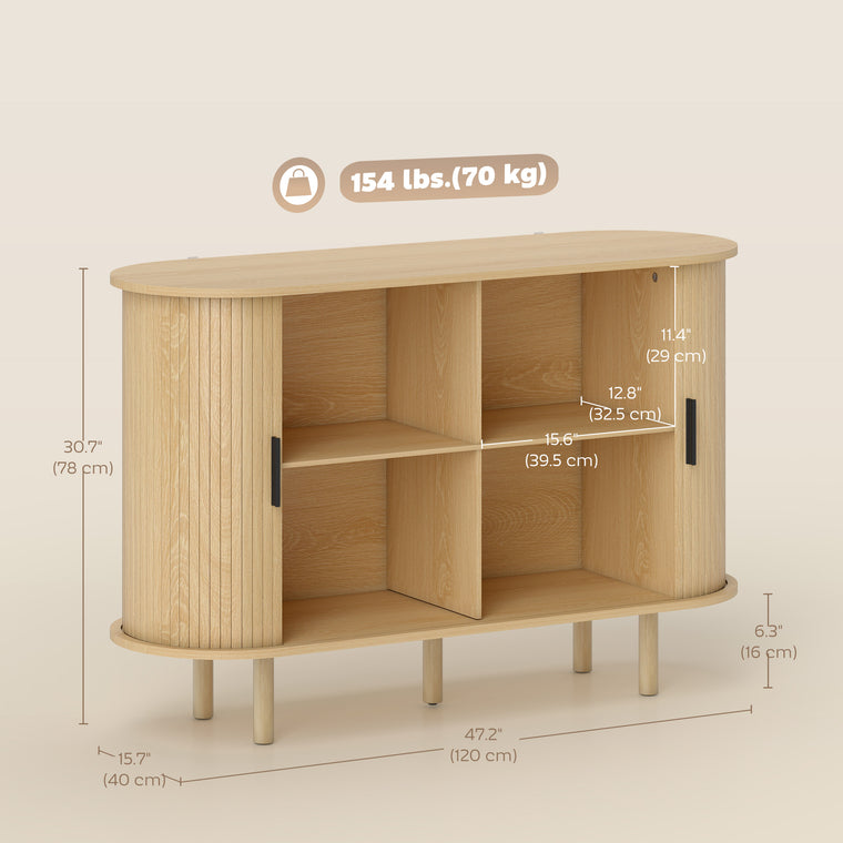 47" Fluted Sideboard with Tambour Sliding Doors