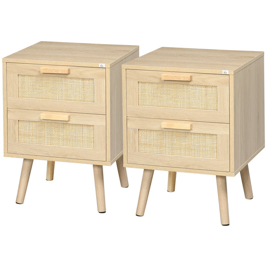 Boho Nightstand Set of 2 with 2 Drawers