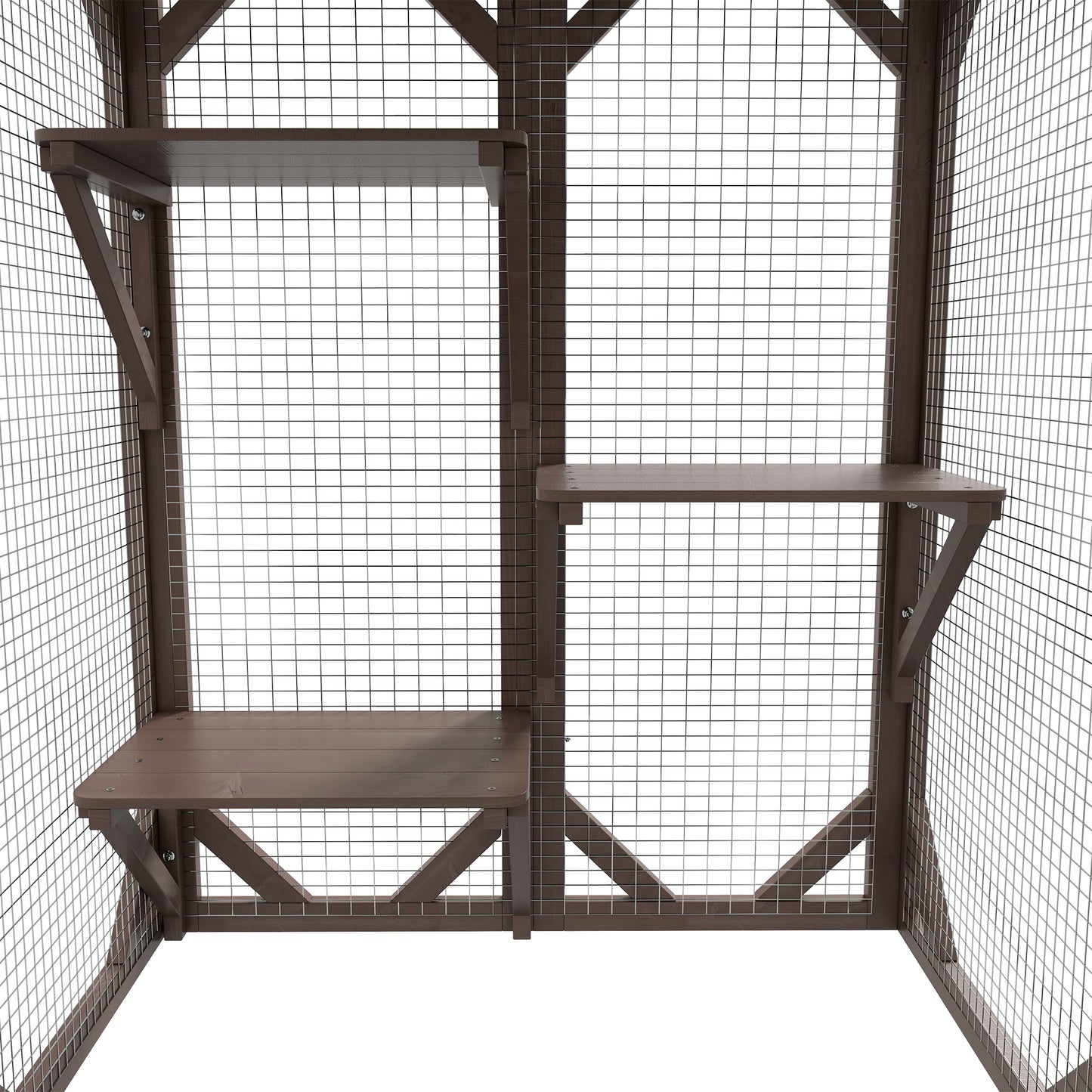 71"L Catio Outdoor Cat Enclosure, Indoor Cat Cage, Pet House, Small Animal Hutch for 1-2 Rabbit, Kitten, Kitty Crate Kennel w/ Waterproof Roof, Multi-Level Platforms, Brown
