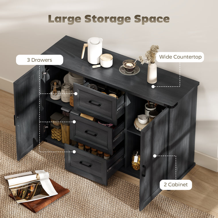 47" Sideboard Buffet with 3 Drawers and 2 Doors