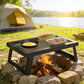 Folding Campfire Grill, 36" x 18" Heavy Duty Carbon Steel Grill Grate with Folding Legs, Black