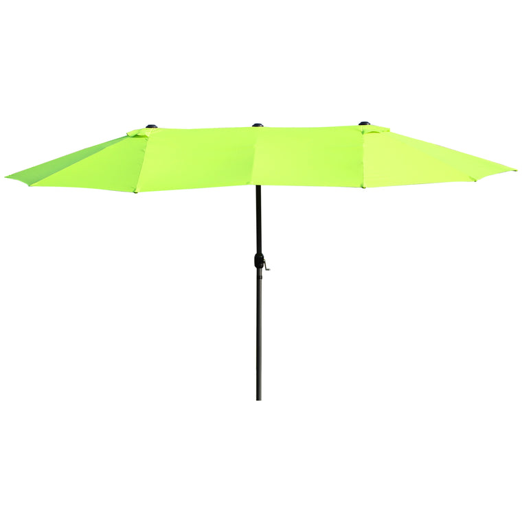 15ft Green Double-Sided Umbrella with Twin Canopy & Crank
