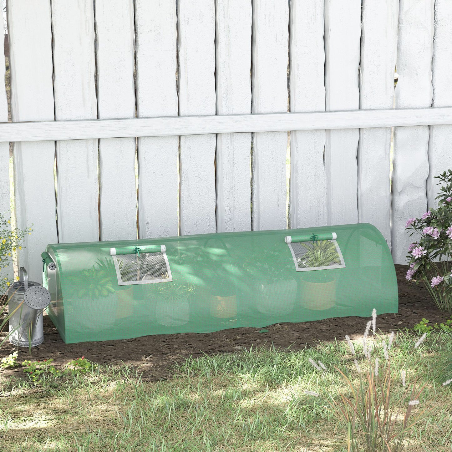 Portable Mini Greenhouse, Tunnel Growing Tent with 5 Mesh Windows and Steel Frame - 7' x 3' x 2'