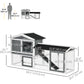 69"L Wooden Rabbit Hutch Pet Playpen Bunny House Enclosure with Run Box, Slide-out Tray, Ramp, White