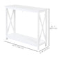 40" Console Table, 2 Tier X-Design Narrow Entryway Table with Storage Shelf for Behind Couch, Living Room, Hallway, White