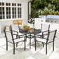 5 Piece Outdoor Dining Set with Round Table and 4 Stackable Chairs, for Backyard, Lawn, Deck, Balcony, Pool Side - Light Grey