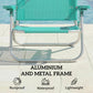2 Piece Folding Beach Chairs with Adjustable Canopy, 6-Position Reclining Lounge Chair with Headrest, Turquoise