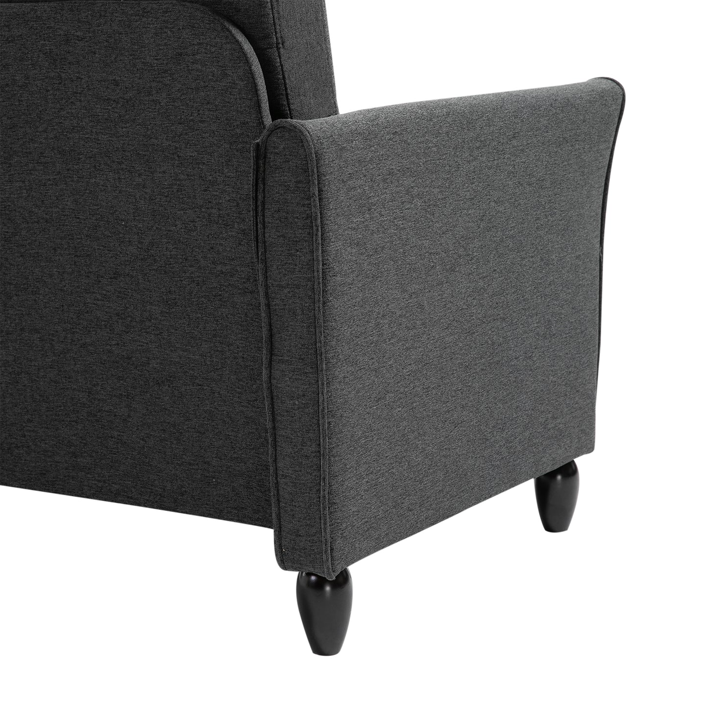 2-Seat Sofa Two-Seater Couch with Armrests and Wood Legs for Living Room, Bedroom, Dark Grey