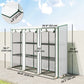 Lean-to Greenhouse with 3 Tier Shelves, Mini Greenhouse with 3 Roll-Up Doors for Indoor Outdoor, White