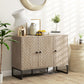 Modern Sideboard, Buffet Cabinet with Adjustable Shelves, 3 Chevron Doors for Living Room, Hallway, Oak Wood Grain