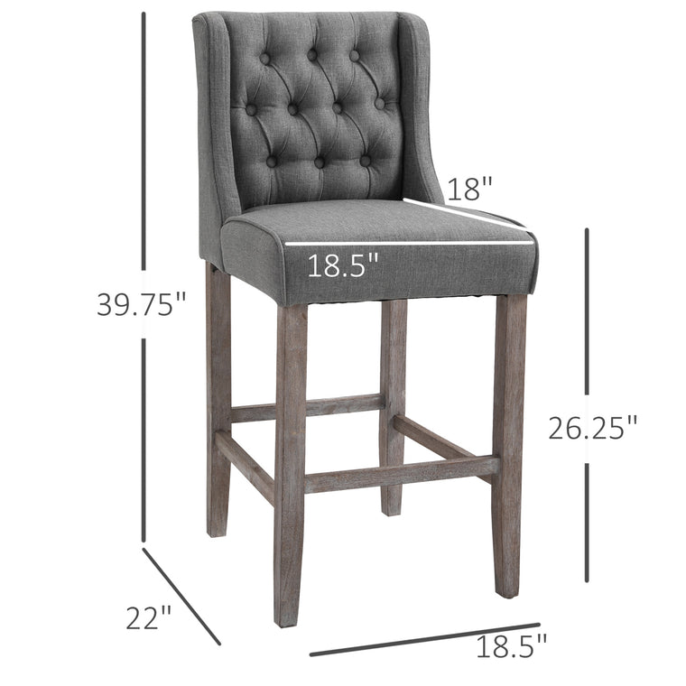Set of 2 40" Tufted Bar Stools - Grey
