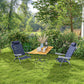 Set of 2 Camping Chairs, Beach Chairs with Adjustable Backrest and Headrest, Folding Chair for Outdoor, Dark Blue