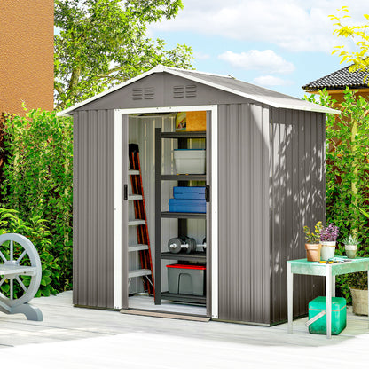 6.5' x 3.5' Metal Garden Shed with Double Sliding Doors and Vents