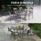 31.5"-63" Extendable Outdoor Dining Table for 4-6 with Aluminium Frame, Steel Tabletop Dark Grey