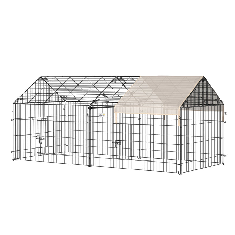 87" x 41" x 41" Cream Metal Pet Playpen with Roof & Cover