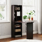 Fold-out Convertible Office Desk, Wall Mount Computer Desk with Blackboard and Side Shelf, Brown