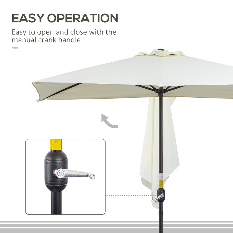 8ft Beige Half Umbrella with 5 Ribs