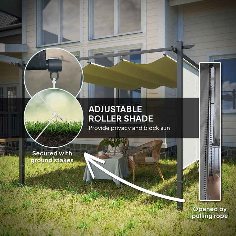 10' x 12' UPF30+ Retractable Pergola with Roller Shade