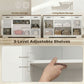 Sideboard Buffet Cabinet, 55" Farmhouse Kitchen Cabinet with 4 Barn Doors, 3 Drawers, 3 Adjustable Shelves, White