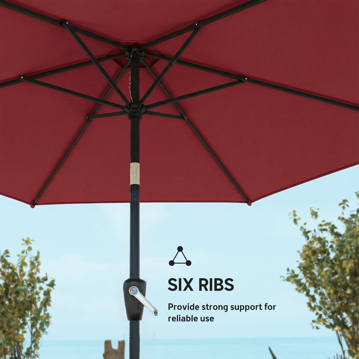 9' Patio Umbrella with 6 Ribs & UV Protection