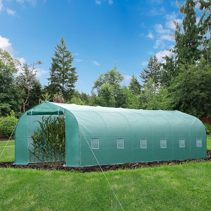 26' x 10' x 7' Green Steel Steeple Walk-In Greenhouse