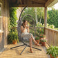 Hanging Egg Chair with Stand, Foldable Wicker Rattan Swing Chair with Thick Cushion and Safety Rope, Grey