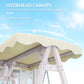 2 Seater Patio Swing with Stand, Canopy and Cushion, Outdoor Swing Chair Wooden Swinging Bench