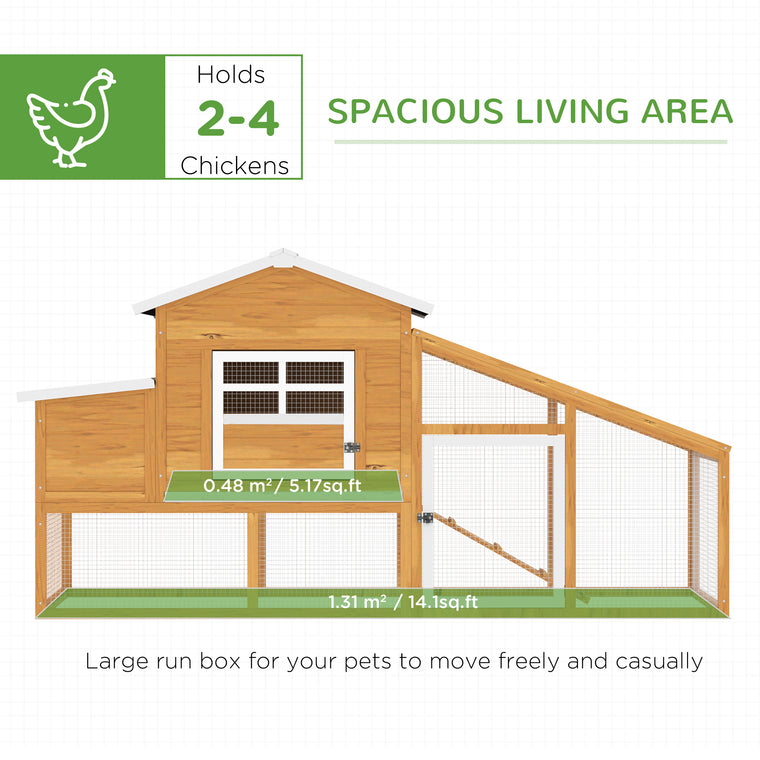 79" Brown Wooden Chicken Coop with Run & Nesting Box