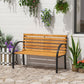48"L Garden Bench Outdoor Patio 2-Person Wooden Seat Chair Park Loveseat Yard Furniture w/ Steel Frame