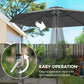 10' x 8' Round Market Umbrella, Patio Umbrella with Crank Handle and Tilt, Outdoor Parasol for Garden, Bench, Lawn, Grey