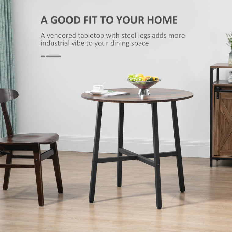 31.5" Round Industrial Dining Table - Rustic Brown