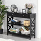 39" Console Table, Narrow Entryway Table with Storage Shelves, Drawers and X Frame for Behind Couch, Living Room, Hallway, Black